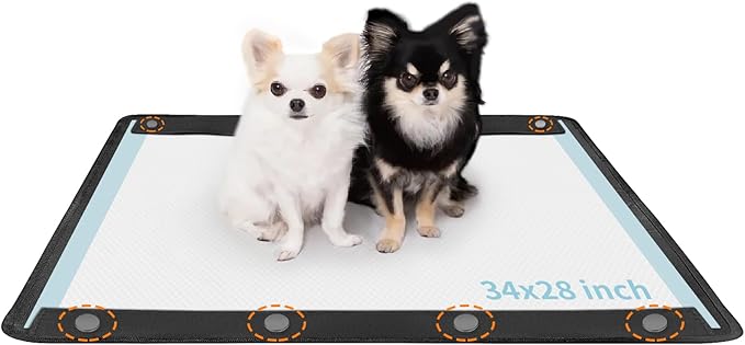 Dog Pee Pad Holder, Oxford Cloth Material, Fit 28"x34" Pad,Puppy Pad Holder, 8 Powerfu Magnetic Clips, Indoor Dog Potty, Black