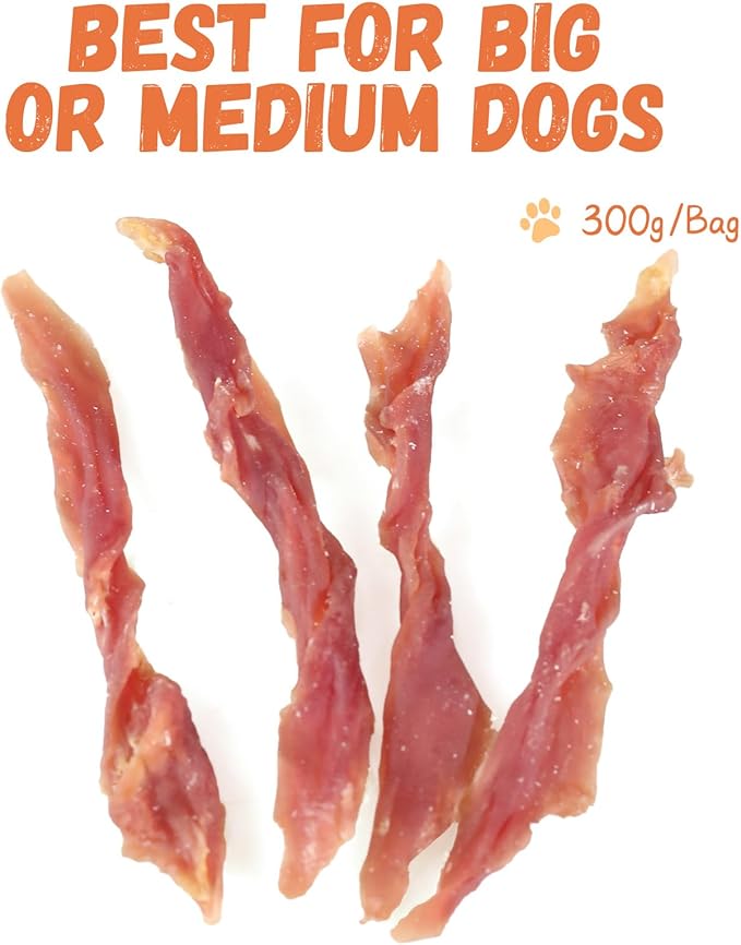 Duck Jerky Dog Treats, Natural Healthy Duck Twisted Strips with 1% Taurine, High Protain Low Fat Dog Training Rewards Treats for Small Medium Large Breeds, 10.6 oz