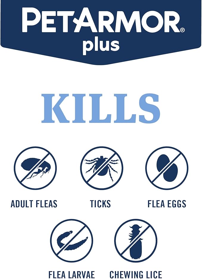 PetArmor Plus Flea and Tick Prevention for Dogs, Dog Flea and Tick Treatment, 6 Doses, Waterproof Topical, Fast Acting, Medium Dogs (23-44 lbs)