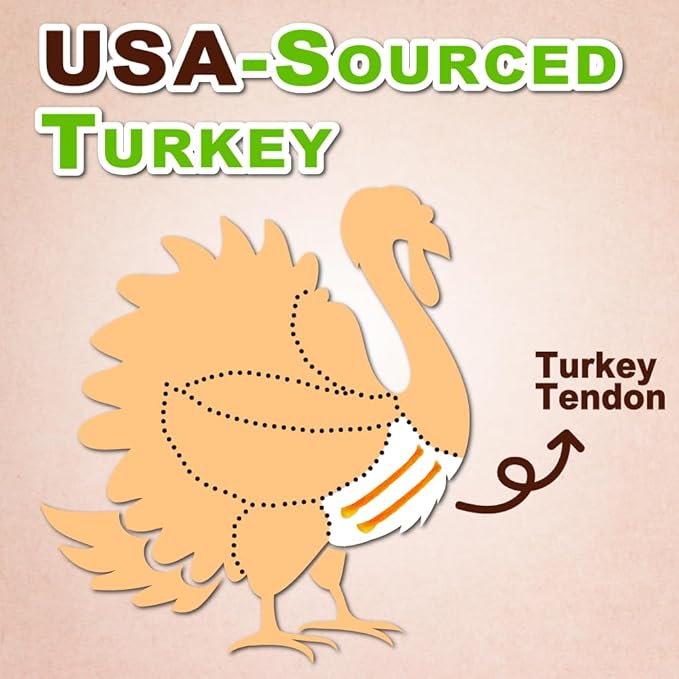Afreschi Wrapped Turkey Tendon with Brown Rice Stick 3.5 oz, USA-Sourced Turkey Tendon, Dog Treats for Wrapped Series, All Natural Human Grade Dog Treat, Hypoallergenic, Rawhide Alternative