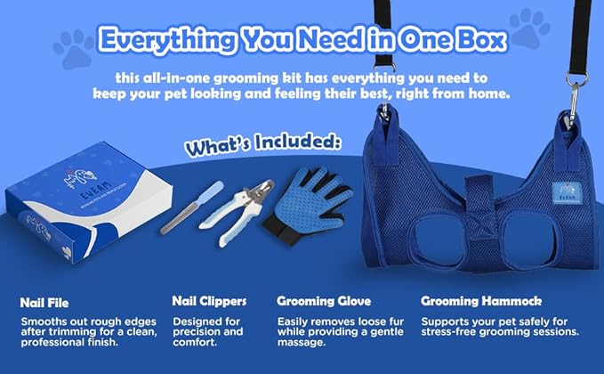Pet Grooming Hammock for Cats & Small Dogs – Nail Clipping Kit with Sling, Clippers, File, Glove, Straps & Carabiners – Ideal for Trimming & Ear Cleaning – [S/XS] (Pink, Small)