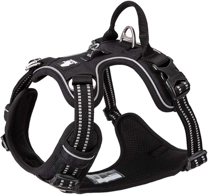 TRUE LOVE Dog Harness No Pull Nylon Reflective Pet Harness Adjustable Comfortable Control Step-in Brilliant Colors Truelove TLH56512 Black