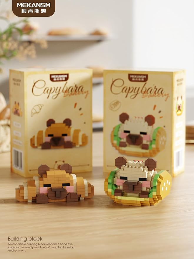 Caterpillar Sausage Buns Cute Capybara Baking Bread Series Mini Building Toy Kawaii Animals Set Micro Adorable Pet Buildings Small Bricks Gifts Toys