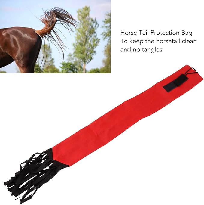 GLOGLOW Horse Tail Bag, Design Horse Tail Guard with Fringe for Keep Tail and Protected (Red)
