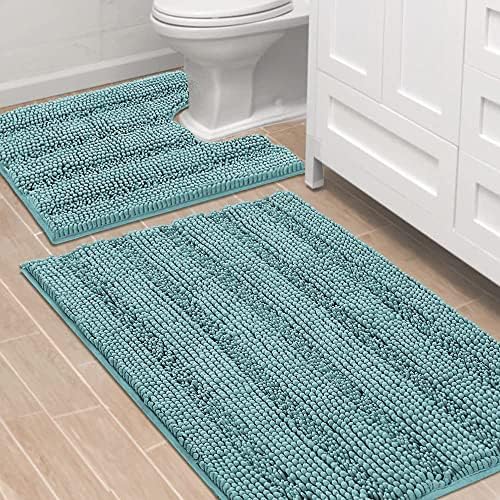 H.VERSAILTEX Bathroom Rugs Bath Rug Set 2 Piece Bathroom Contour Rug Toilet Mat by HVERSAILTEX