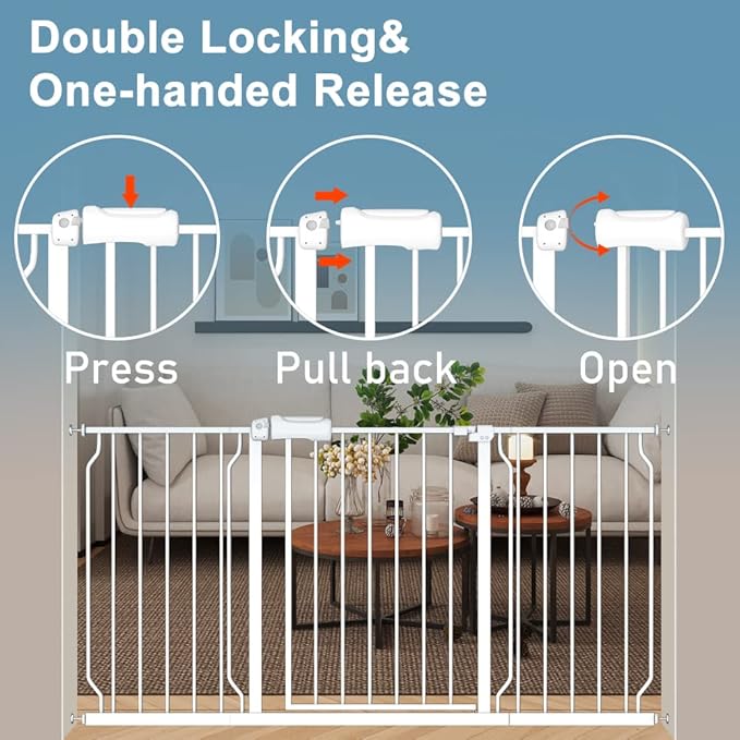 Extra Wide Baby Gate 14.17in Wide Extensions Walk Through Baby Gate Pressure Mount Auto Close Child Safety Gates (White, Extension-14.17"/36cm)