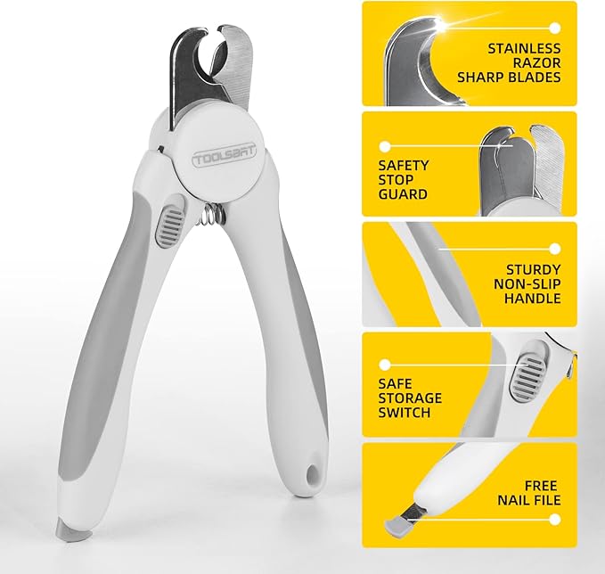 Dog Nail Grinder and Clippers - Upgraded 3-Speed Electric Rechargeable Pet Nail Trimmer with LED Light Super Quiet Paws Grooming Kit Painless Grinding Tool for Large Medium Small Dogs & Cats