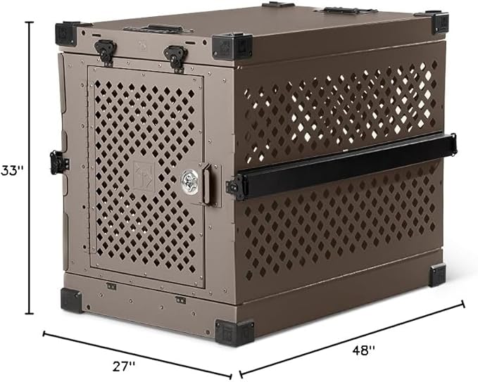 Impact Collapsible Dog Crate - Foldable Hard Crate for XXL Dogs - Heavy Duty Travel Kennel with Powder-Coated Aluminum - Quick Setup for Indoor & Outdoor (Gray, 48" (48" L x 27" W x 33" H))