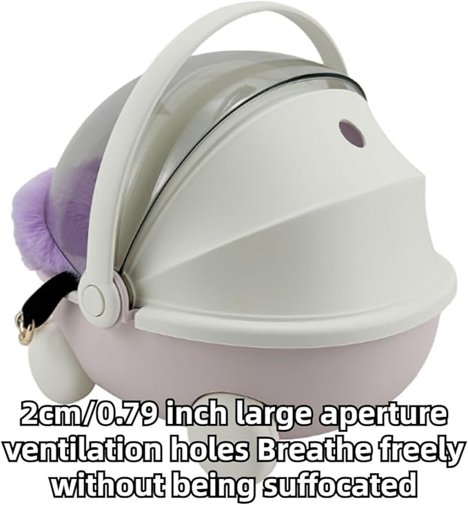 Sugar Glider Carrier Cage with Warm Nest, Cushion, Mat and Safe Lock, Portable Cages with Chain, Small Animals Travel Carrier Plastic Breathable Outgoing Box for Hamsters (White)