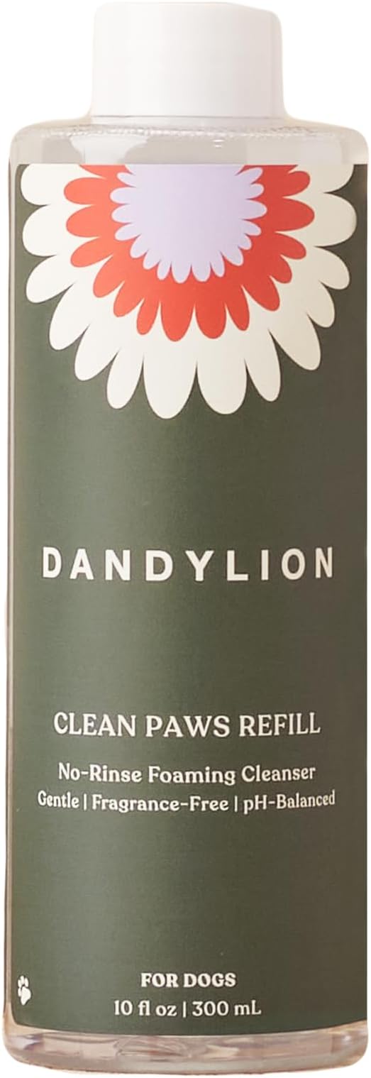Dandylion Clean Paws Value Set – No‑Rinse Foaming Paw Cleaner with Built‑in Brush + 10 fl oz Refill