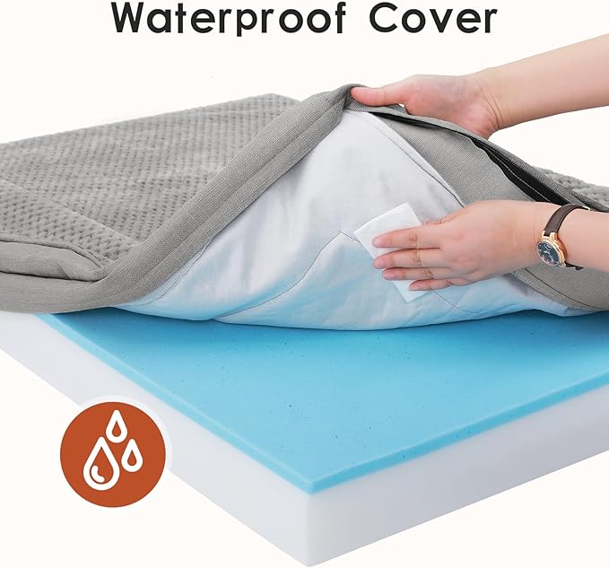 Orthopedic Dog Beds Large Sized Dog, 3 Inch Memory Foam Pet Bed for Medium and Large Dogs, Washable Removable Cover, Nonskid Bottom, Waterproof, 41x27 Inches XL Light Grey