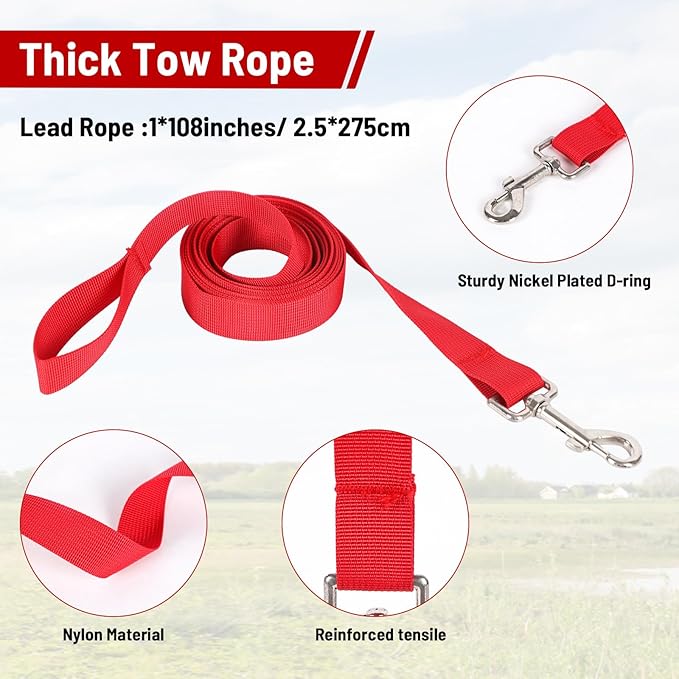 XUANNIAO Easily Adjustable Figure 8 Cow Halter, Double-Ply Premium Livestock Cattle Halters, Colorful Cow Utility Calf Halter with Leading Rope for Miniature Horse Donkey Goat Foal (Small, Red)