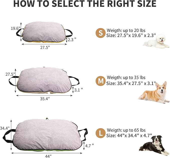 Portable Waterproof Dog Mat for Camping, Patio & Travel - Foldable Outdoor Dog Bed with Teflon Shell & Removable Plush Pad - Easy Clean, Durable - S (Lemon Yellow)