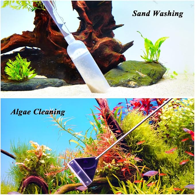 Gravel Vacuum for Aquarium with Fish Tank Cleaning Kit, Aquarium Siphon Sand Cleaner Suitable for Various Tank Sizes (Grey)