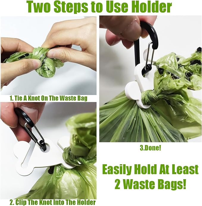 Dog Poop Bag Holder for Leash Attachment Dog Poop Bag Dispenser Dog Waste Bag Dispensers Dog Poop Bag Holders Fit Dog Leash Accessory With Hand Free Holder Carriers, Black