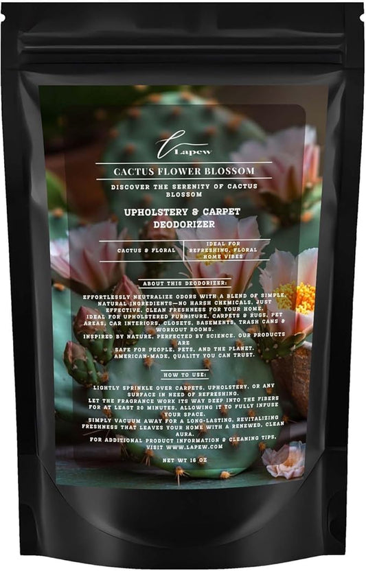 Cactus Flower Blossom Carpet Freshener Powder: Powerful Odor Eliminator for Home, Upholstery Deodorizer, Carpet Deodorizer, Pet Urine, Cat Litter Box - Cactus Flower Blossom Fragrance.