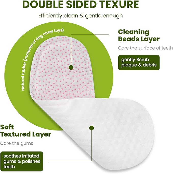 Dog Tooth Brushing Kit, Fresh Breath Pet Dental Finger Wipes for Dogs & Cats, Dog Dental Wipes Teeth Wipes, Lick-Safe Pet Toothbrus for Easy Removal of Tartar Buildup, Unscented, 100 PCS