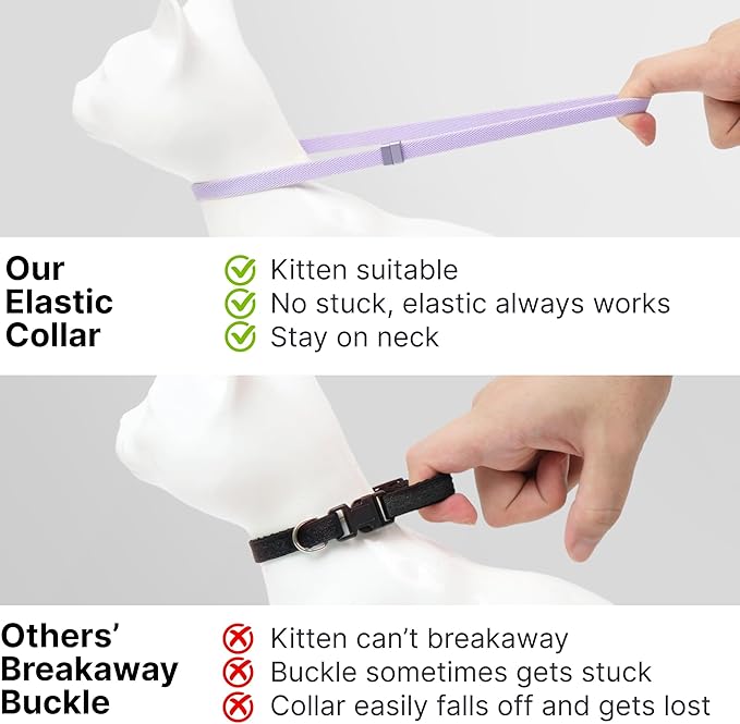 Safety Cat Collar - U.S. IDA Gold Awarding Design, Elastic Quick Release, Non Breakaway - Lightweight for Kitten, Neck Fit 7.8'-15.7' for All Small Large Cat,M(Vivid Red)