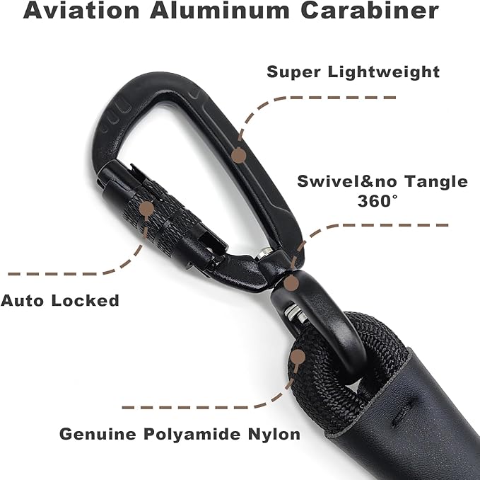 Rope Dog Leash, 4 ft Heavy Duty Dog Leash with Aviation Aluminum Auto Locking Carabiner, Strong Nylon Pet Lead for Small, Medium, Large Dogs (Purple, 4FT)