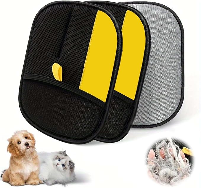 3Pcs Pet Hair Removal Glove for Cats & Dogs, Upgrade Efficient Grooming Gloves for Pet Hair, Cat Grooming Gloves for Hair Removal，Reusable Cat & Dog Hair Remover for Couch, Furniture