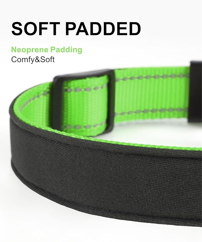 TagME Airtag Dog Collar,Waterproof Reflective Pet Collar with Airtag Holder,Soft Padded and Double D-Rings for Medium Dogs,Green