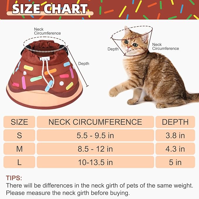 KOOLTAIL Cat Cone Collar Soft, Adjustable Cat Cones to Stop Licking, Foldable Donut Water Resistant Pet Recovery Neck E Collars After Surgery, Kitten Elizabethan Collar for Small to Large Cats,Brown S