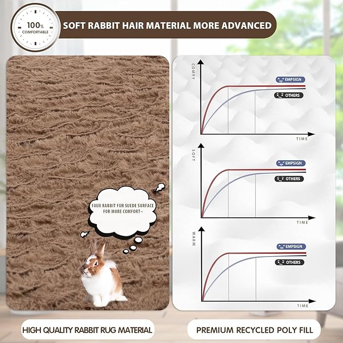 EMPSIGN Dog Bed Mat 35 Inch Reversible Warm & Cool,Washable Dog Crate Bed with Egg Crate Foam Support, Pet Sleeping Mat for Large Medium Small Dogs, Fluffy Kennel Pad(Brown)