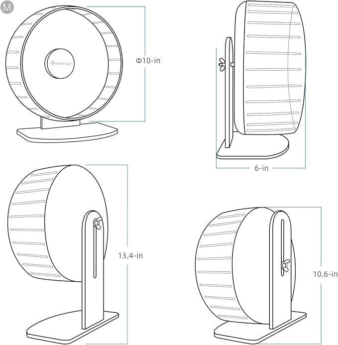 Niteangel Super-Silent Hamster Exercise Wheels: - Quiet Spinner Hamster Running Wheels with Adjustable Stand for Hamsters Gerbils Mice Or Other Small Animals (M, Dark Green)