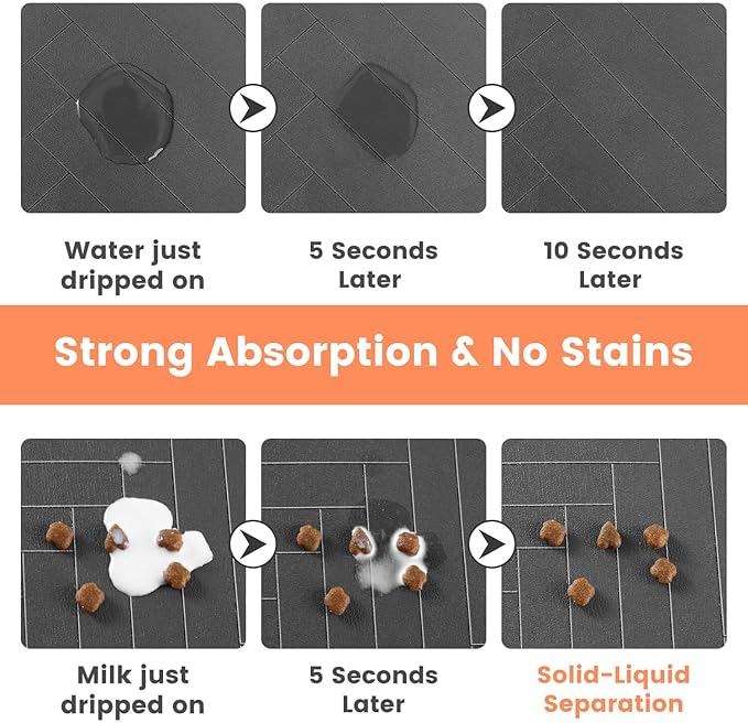 Pet Feeding Mat-Absorbent Pet Placemat for Food and Water Bowl, with Waterproof Rubber Backing, Quick Dry Water Dispenser Mat for Dog and Cat(Christmas, 17"x27")