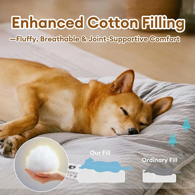 FUNNY FUZZY Dog Bed Crate Pad Mat, Washable Reversible Pet Floor Mats,Fluffy Kennel Pad for Large Sized Dog,Indoor Cats,Sleeping Mattress, 35.4" × 22.8", Light Grey