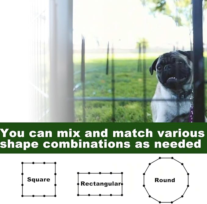 Dog Playpen,24 32 40 48 in(H) Pet Fence Outdoor for Rv Camping,Garden Fence Small Animal Barrie for Yard,11Ft(L)-56Ft(L) Black Metal Temporary Fencing