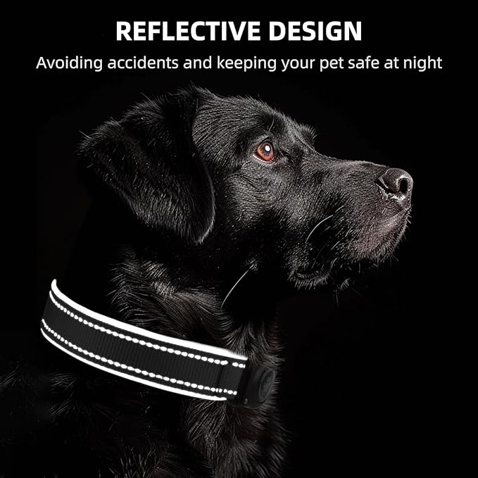 Airtag Dog Collar - 100% Waterproof Air tag Dog Collar Holder for Apple AirTag, Reflective, Soft Padded, Everlasting, GPS Dog Collar for Small Medium Large Dogs (Black, XL)