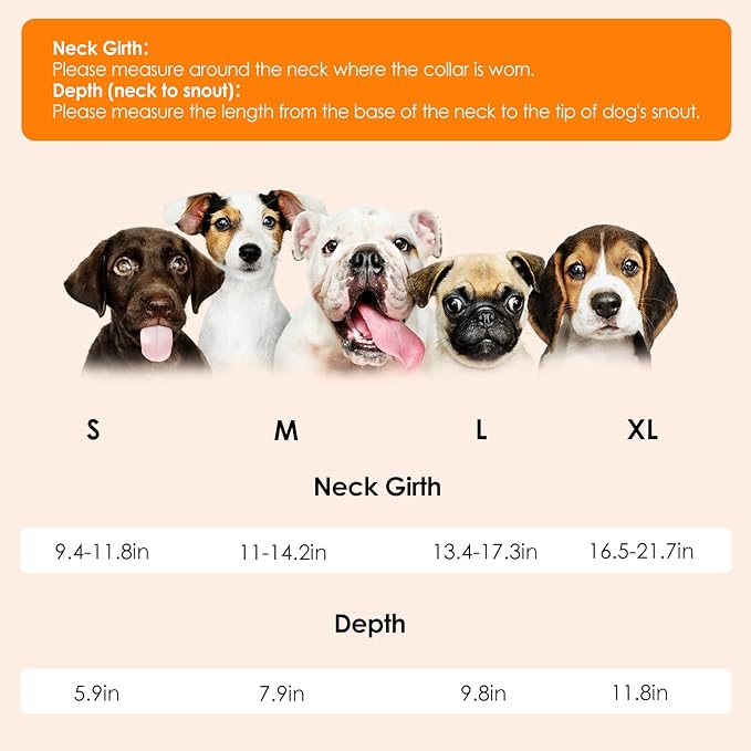 SAWMONG Soft Dog Cone Collar, Dog Cones for Large Dogs, Cone for Dogs to Stop Licking, E-Collar for Doggy After Surgery Adjustable, Comfy Elizabeth Pet Recovery Collar (L,Orange)