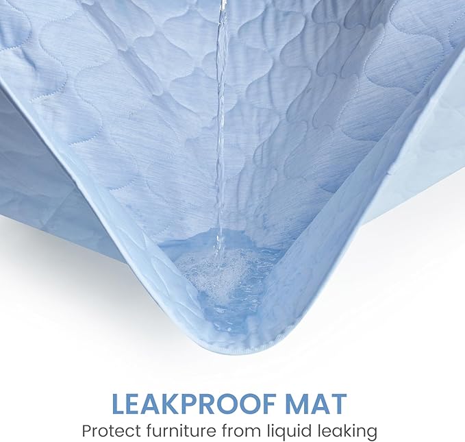 Cozy Bliss Leakproof Cooling Blanket for Large Dogs – Q-Max>0.4, Durable & Washable Dog Cooling Mat for Hot Weather, Soft Pet Throw & Couch Protector for Multiple Pets 60x80 Inch, Heather Cool Blue