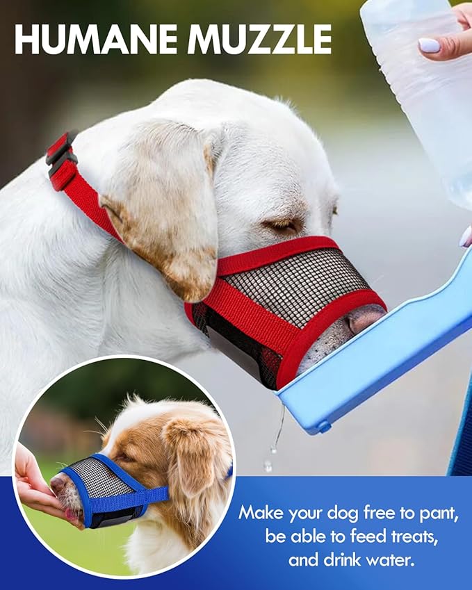 Dog Muzzle, Soft Air Mesh Muzzle for Small Medium Large Dogs Anti Biting Barking Chewing, Breathable Drinkable Adjustable Loop Pets Muzzle for German Shepherd Husky Labrador Retriever (Red,L)