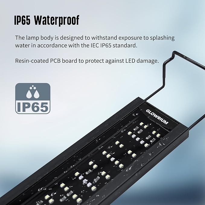 GLOWRIUM Aquarium Light, LED Freshwater Fish Tank Light with Timer, Full Spectrum Planted Aquarium Grow Lights with Daylight/Moonlight Mode, Brightness Adjustable, Auto On/Off (30-35 in)