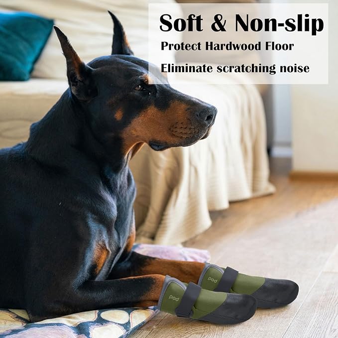 Dog Shoes Lightweight Dog Boots-Breathable Knitted Paw Protector with Adjustable Strap for Hot Pavement, Rain Walking, Hardwood Floors Anti Slip Reduce Noise, Prevent Licking Paws(Green,XL)