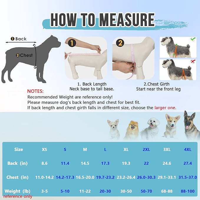 Lukovee Recovery Suit for Dogs, Zipper On Recovery Suit for Female Male Dog, Onesie Abdominal Wounds Cone E-Collar Alternative Prevent Licking Spay Recovery Suit (DBL,XXL)