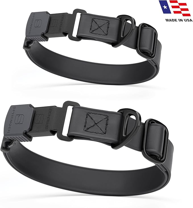 Dogline Biothane Waterproof Dog Collar with Herm Sprenger Black Stainless Steel Quick Release Buckle – Heavy Duty Tactical Durable Collar for Dogs – Comfortable and Safe Pet Collar W3/4" L12-19 Black