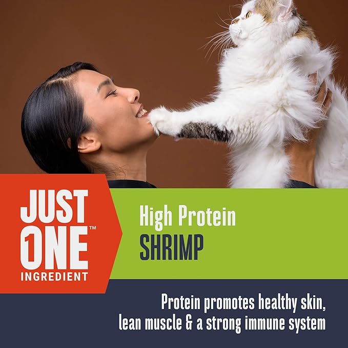 Whole Life Cat Just One Shrimp Freeze Dried Cat Treats - Human Grade High Protein Food, Healthy Training Snacks, Freeze Dried Shrimp Food Toppers, USA Made Natural Treats - .7 oz (Pack of 1)