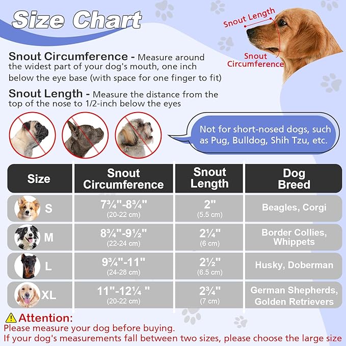 Dog Muzzle, Soft Air Mesh Muzzle for Small Medium Large Dogs Anti Biting Barking Chewing Scavenging, Breathable Adjustable Loop Pets Muzzle with Front Opening Design Allows Panting Drinking (Blue,XL)