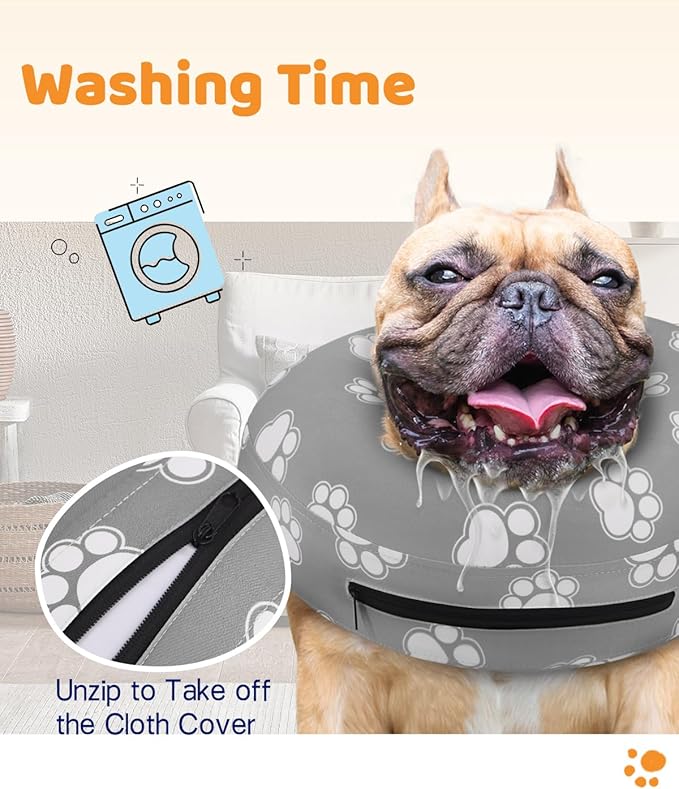 Supet Inflatable Dog Cone Collar for Large Medium Small Dogs, Soft Cone Collar for Dogs Cats, ECollar Doggie Neck Donut Dog Cone Alternative After Surgery