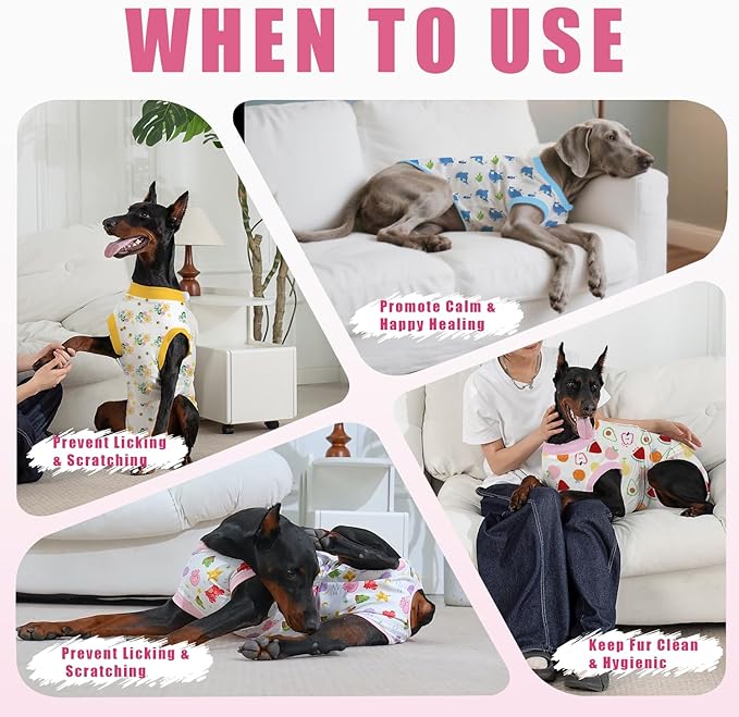 Recovery Suit for Dogs After Surgery, Professional Dog Surgical Suit for Female Spay, Male Neuter, E-Collar & Cone Alternative Dog Onesie for Abdominal Wounds Skin Disease, Jellyfish, XXL