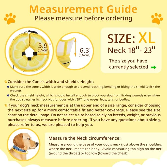 Soft Dog Cone Collar, Inflatable Donut Cones Alternative After Surgery for Large/Medium/Small Dogs to Stop Licking, Elizabethan Neck Ecollars of Shame with Anti-Lick Shield, XL Comfy Pillow Recovery