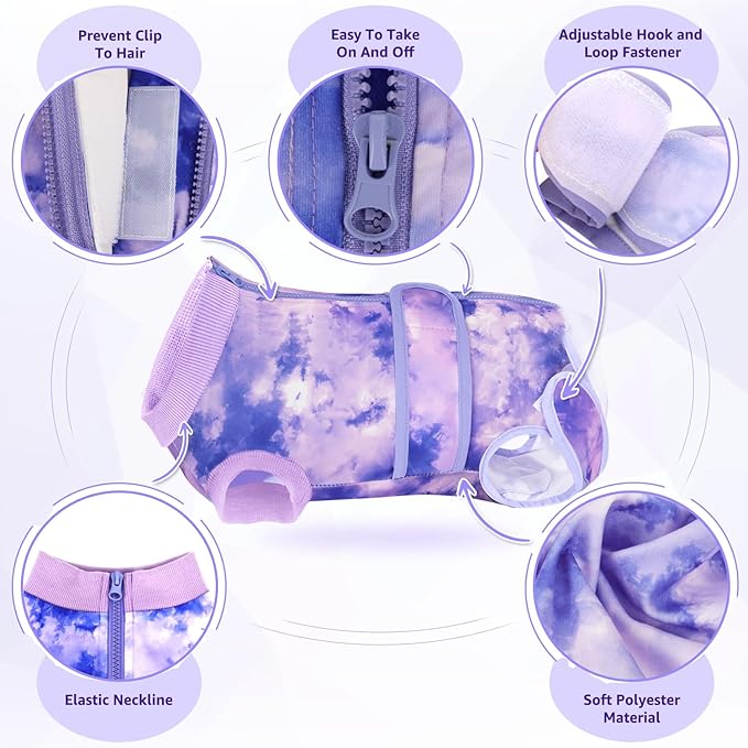 Lukovee Recovery Suit for Dogs, Zipper On Recovery Suit for Female Male Dog, Onesie Abdominal Wounds Cone E-Collar Alternative Prevent Licking Spay Recovery Suit (4XL, Purple Tie-dye)