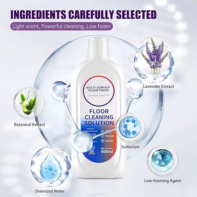 Floor Cleaning Solution Compatible with Tineco iFLOOR Series, All Robot Vacuums & Wireless Wet-Dry Mops, 4 Bottle Floor Cleaner Refill, Lavender Scent