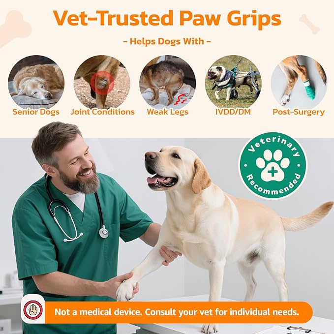 Non-Slip Dog Paw Protector Pads for Senior Dogs, Dog Paw Traction Stickers with Anti-Slip Rubber, Help Dogs Walk on Hardwood Floor, Pink 48pcs, L for 21-40lbs