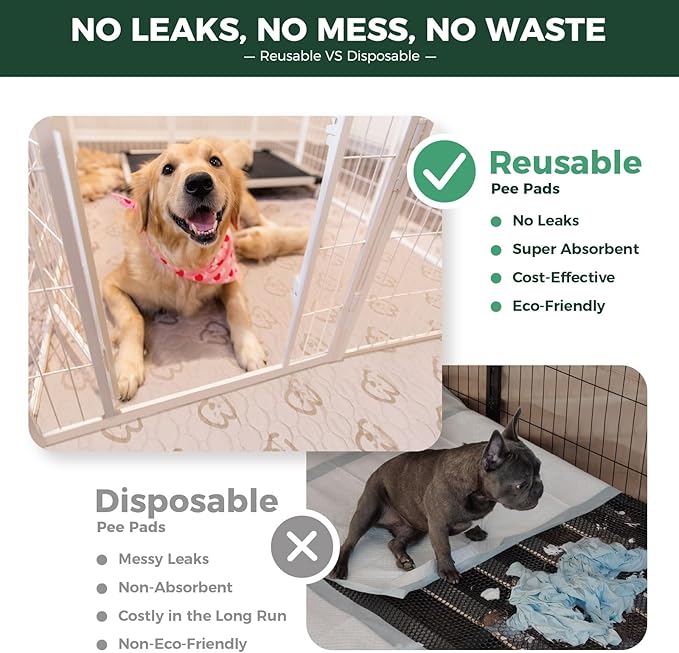 FXW Washable Pee Pads for Dogs, Puppy Pads with Super Absorbent, Specifically Designed for FXW Rollick/Homeplus 24inch 6 Panels Dog Playpen, 31" Hexagon, Khaki, 2 Packs