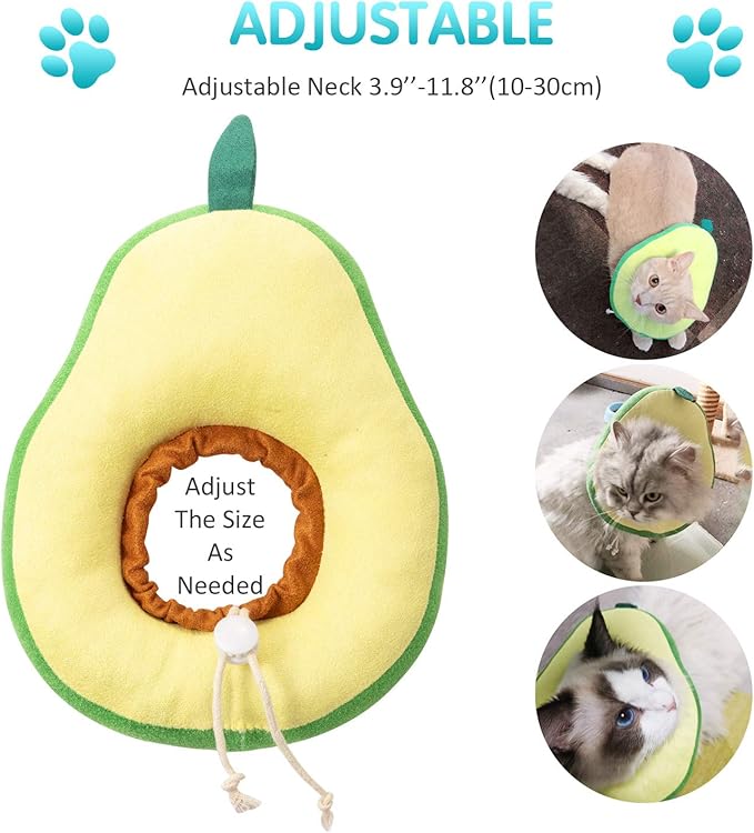 Frienda 2 Pieces Adjustable Cat Cone, Cat Recovery Collar, Kitten Cones After Surgery Pet Neck Strap Elizabethan Donut Toast Neck Cone Collar with Edge for Kitten
