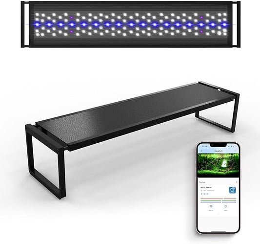 FZONE LED Aquarium Light with APP Control, Full Spectrum for 47-55" Planted Aquariums, Timer Sunrise/Sunset,72W (Light 120)
